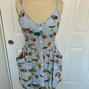 Mid century modern print Beach Bash summer dress size small